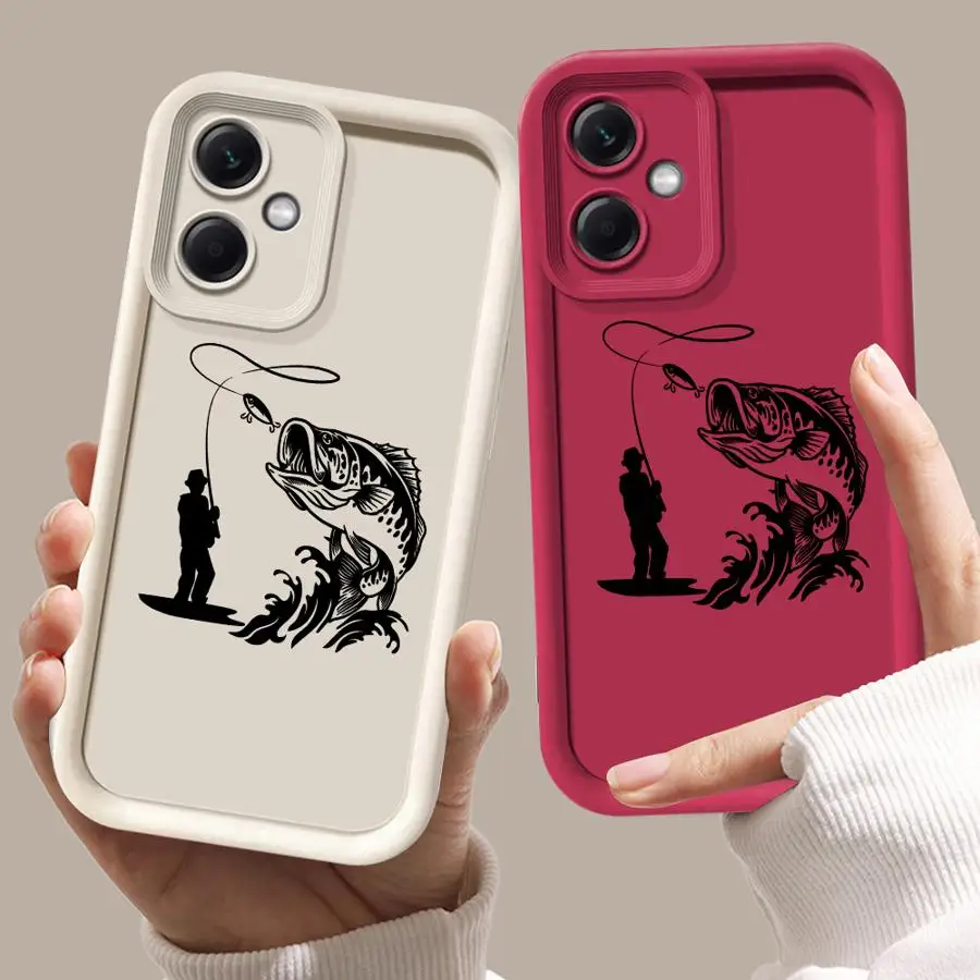Funda de teléfono de cubierta suave de hombre de pesca de línea de dibujos animados para Xiaomi Mi 11T Pro 11 Lite