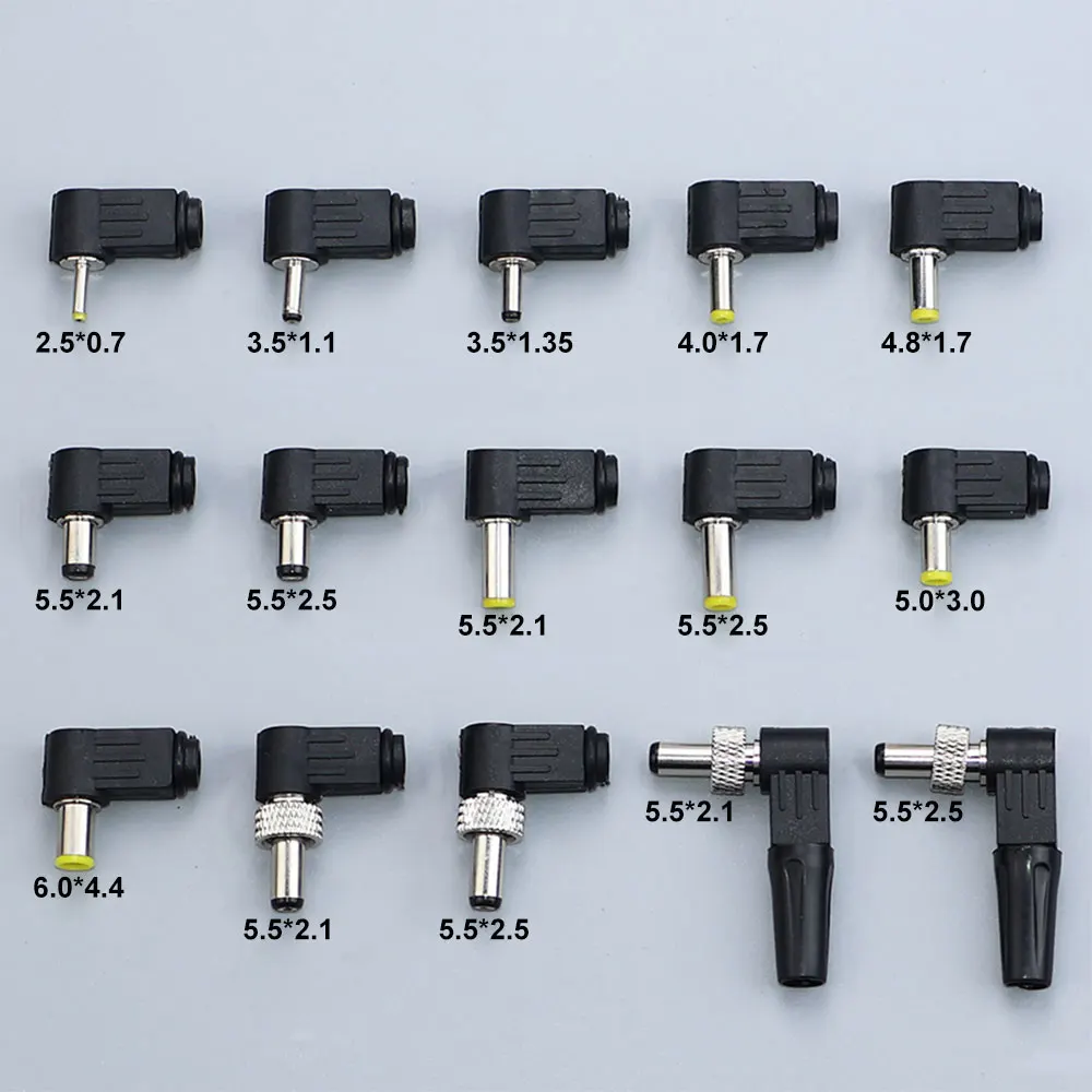 Adaptador de enchufe macho de alimentación CC, conector de soldadura de 90 grados 2,5x0,7 3,5x1,35 4,0x1,7 4,8x1,7 5,0x3,0 6,0x4,4 5,5x2,1 5,5x2,5mm - imagen 2