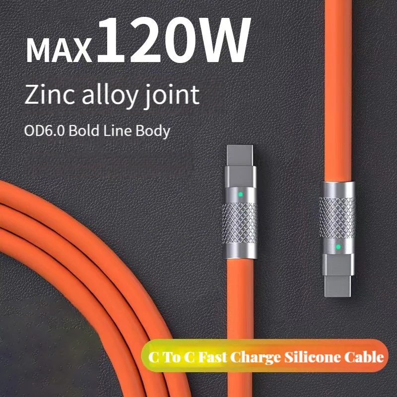 Nuevo Cable USBC de 120W a tipo C a USBC para iPhone 15 16 17 series Cable de datos USB C de carga rápida de silicona para Xiaomi OPPO Samsung