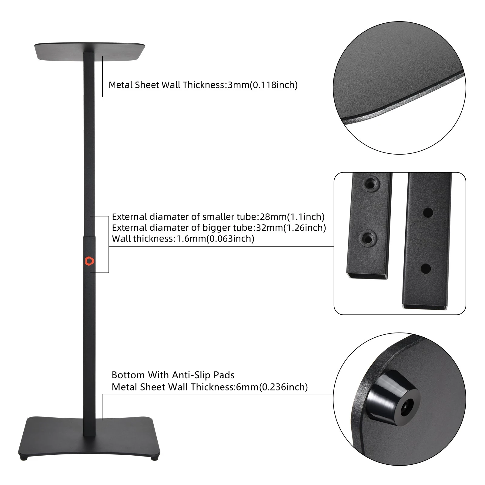Soporte de suelo para altavoz, soporte de altavoz ajustable en altura, soporte de altavoz de suelo para altavoz JBL PartyBox Encore 2 /1 BT - imagen 5