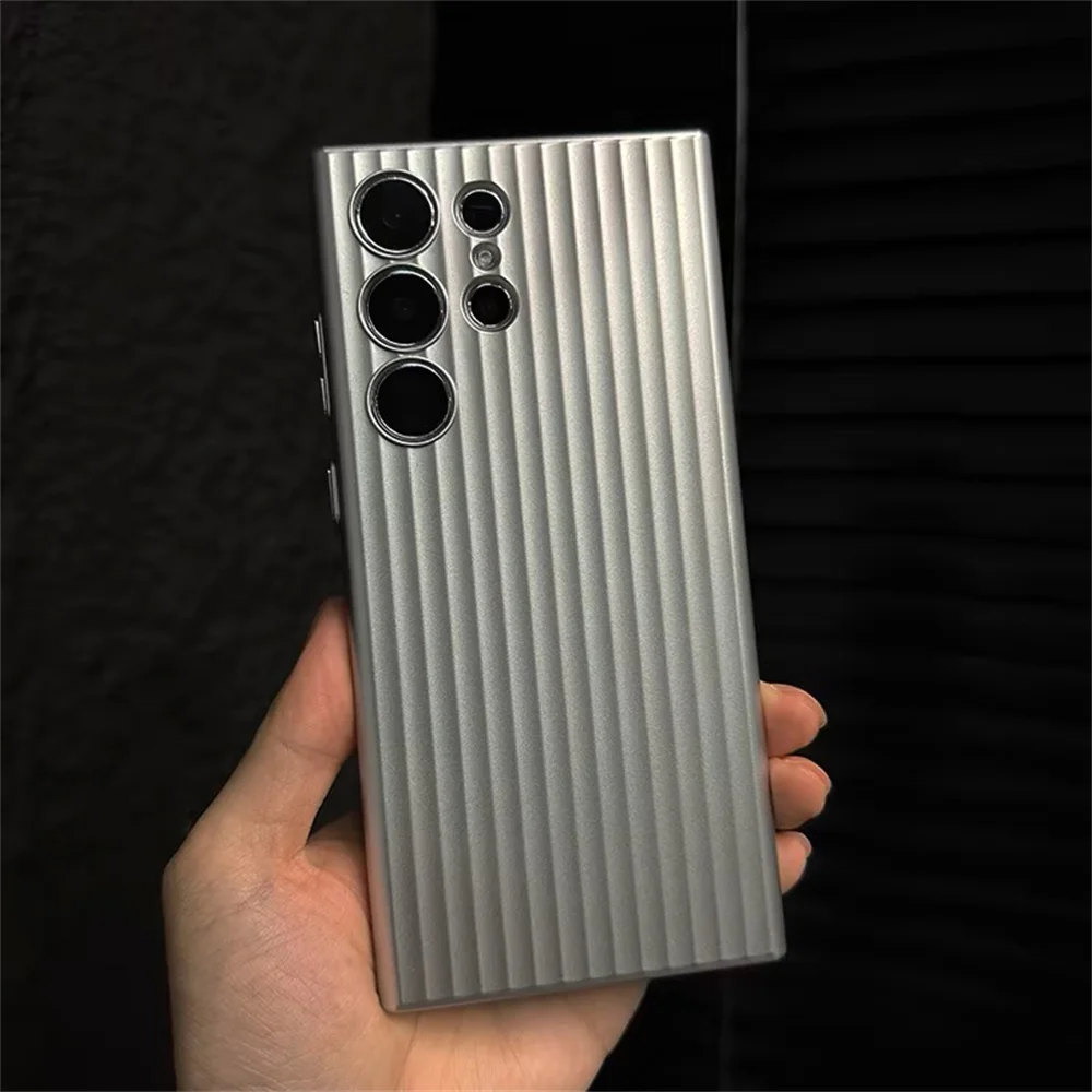 Funda de teléfono dura mate AG a rayas de lujo para Samsung Galaxy S24 S23 Plus, protección de cámara Ultra oficial, funda de armadura de plástico - imagen 5