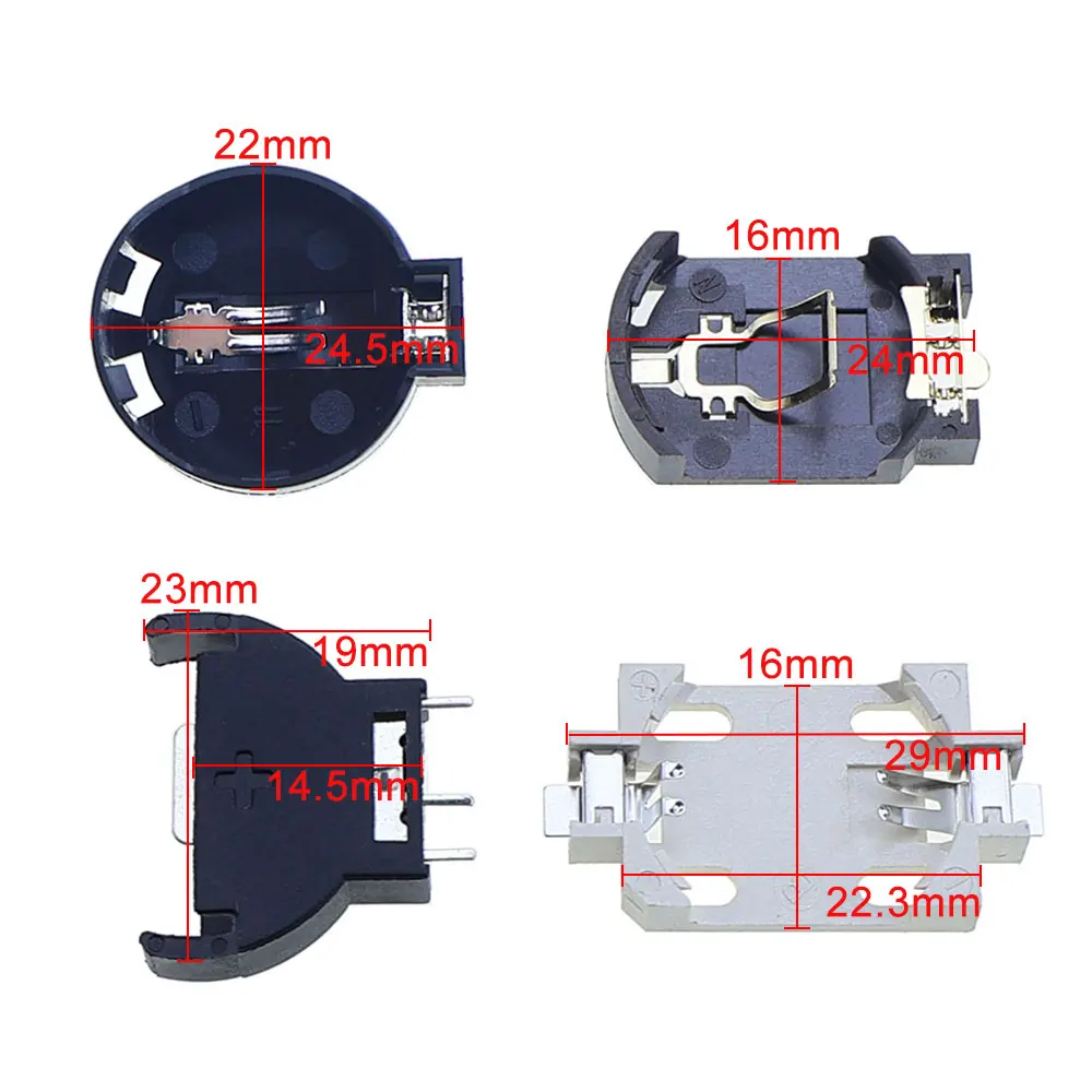 JCD 10 Uds CR2032 CR2025 CR2016 3V batería pila de botón soporte para batería enchufe caja de batería SMD caja de baterías - imagen 2