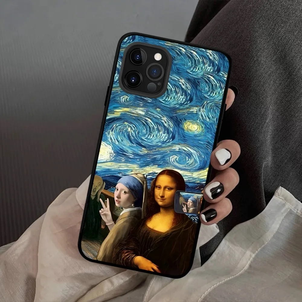 Funda de teléfono divertida de arte Mona Lisa para IPhone 15 14 11 12 13 Mini Pro XS Max, Funda 6 7 8 Plus X XR SE 2020 - imagen 2