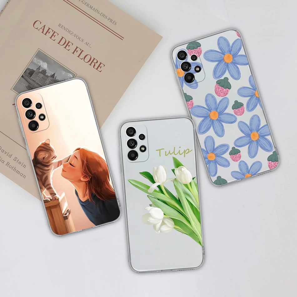 Para Samsung Galaxy A23 Funda de teléfono bonitas flores suave TPU silicona transparente parachoques para Samsung A 23 4G 5G Funda ligera - imagen 3