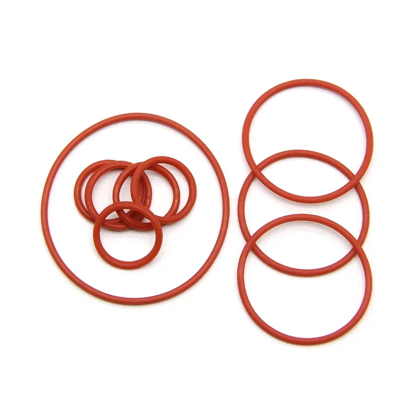 50/100 Uds VMQ junta tórica espesor CS 1mm OD 3 ~ 50mm arandela roja impermeable anillo redondo de silicona en forma de O grado alimenticio - imagen 3