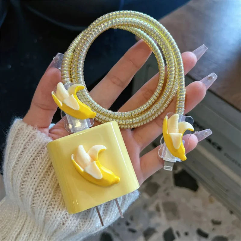 Funda de cargador de plátano con dibujos animados para IPhone, cubierta de protección de Correa de carga de 18W-20W para IPhone 11, 12, 13, 14, 15, 16 - imagen 4