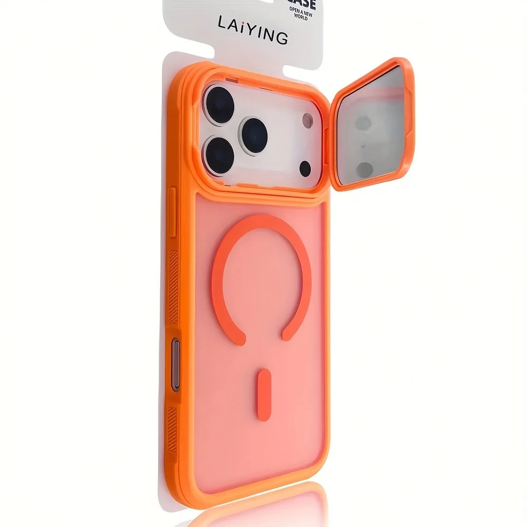 Funda de teléfono magnética con soporte para cámara plegable de lujo para iPhone 17 16 15 14 13 12 Pro Max Air para fundas protectora de lente Magsafe, funda para iphone 17 14 pro max