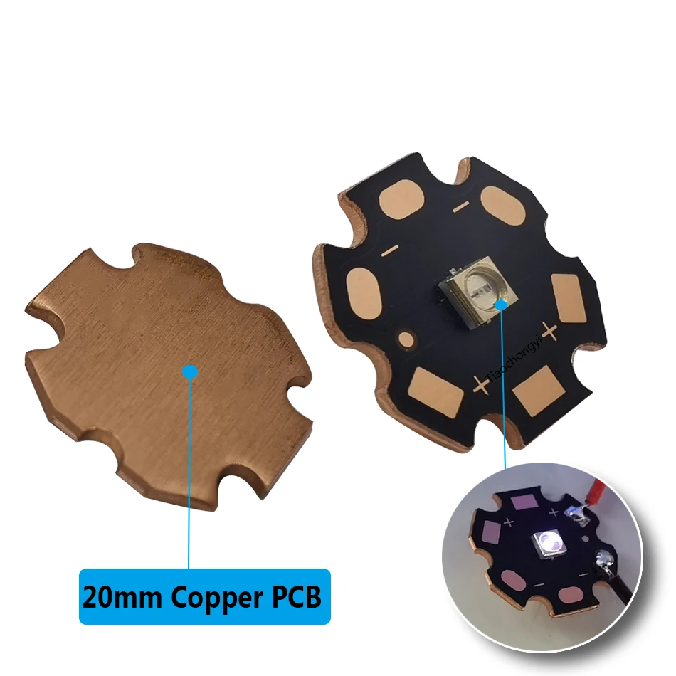 Lámpara LED ultravioleta con PCB de cobre, diodo emisor de luz, 250nm, 260nm, 280nm, 310nm, UVC, 0,1 W, 1W, 2W, 3838 DC5-7V, 1 ud. - imagen 3