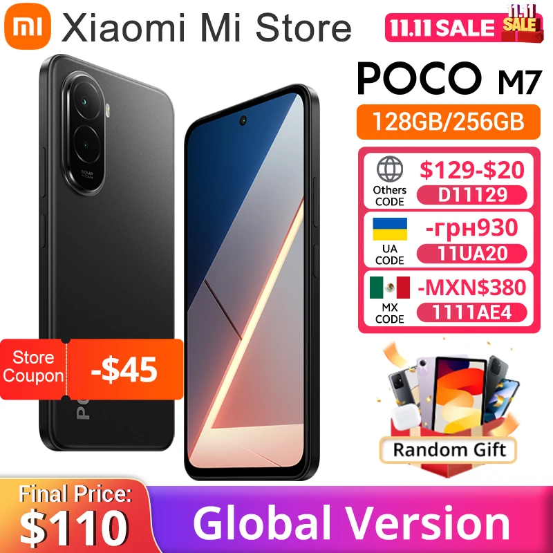 Versión Global POCO M7 Snapdragon 685 Smartphone inmersivo 6,9 "144Hz FHD + pantalla 7000mAh batería 33W carga NFC