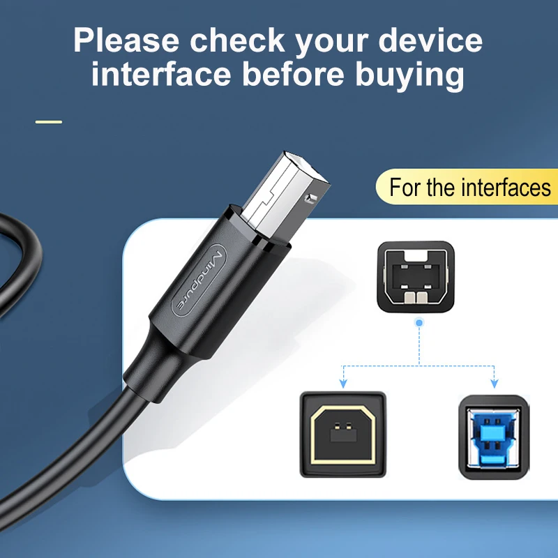 Cable de impresora USB tipo C a tipo B 2,0 para ordenador portátil a nuevo MacBook Pro HP Canon Brother Epson Dell Samsung Cable de escáner de impresora - imagen 4
