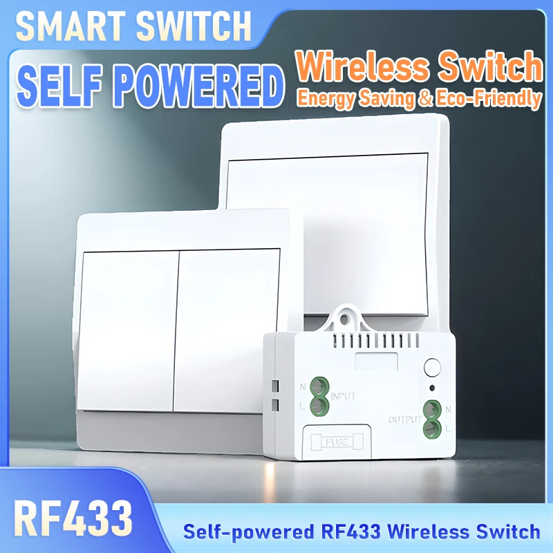 Interruptor inalámbrico RF433 autoalimentado, Control remoto, interruptor inteligente DIY, sin rewirable, 1/2 entradas, renovación de lámpara de pasta gratis