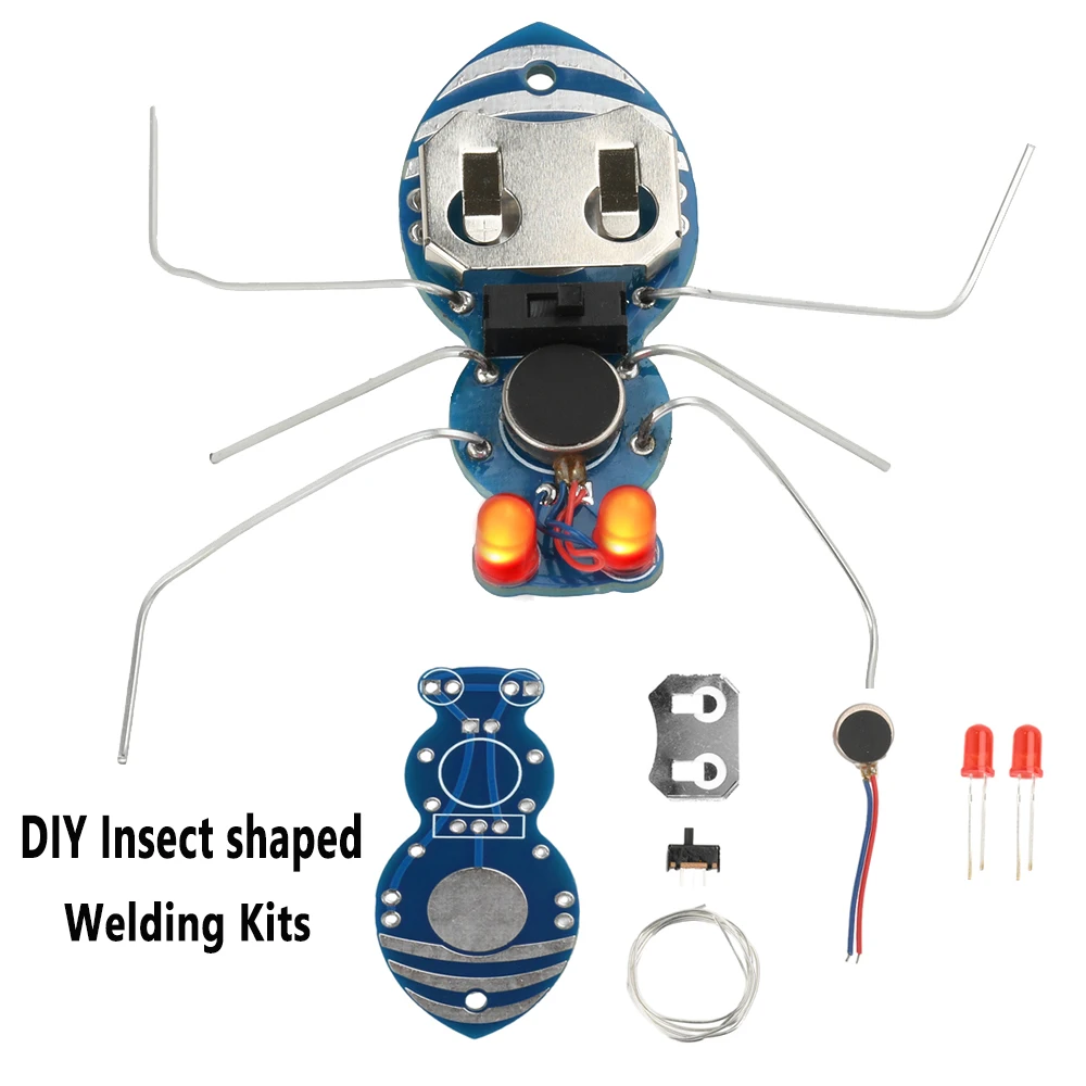 Kits de soldadura en forma de insecto DIY, Kit divertido de soldadura en forma de hormiga, módulo emisor de luz LED para principiantes, adultos y niños, práctica
