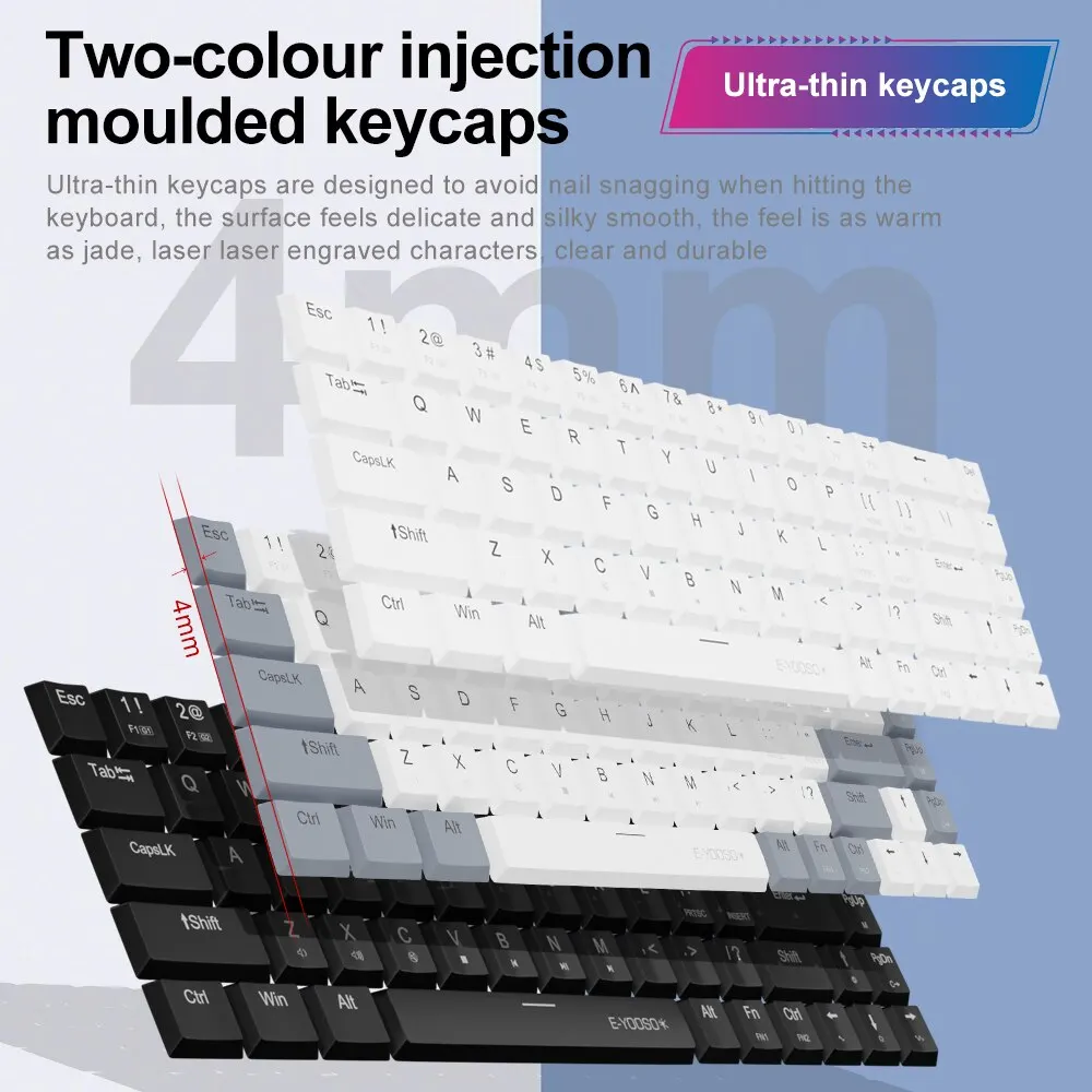 E-YOOSO A68 RGB Mini Slim USB Wired Mechanical Gaming Keyboard Red Switch 68 Keys Gamer Russian Brazilian for Compute PC Laptop - imagen 3