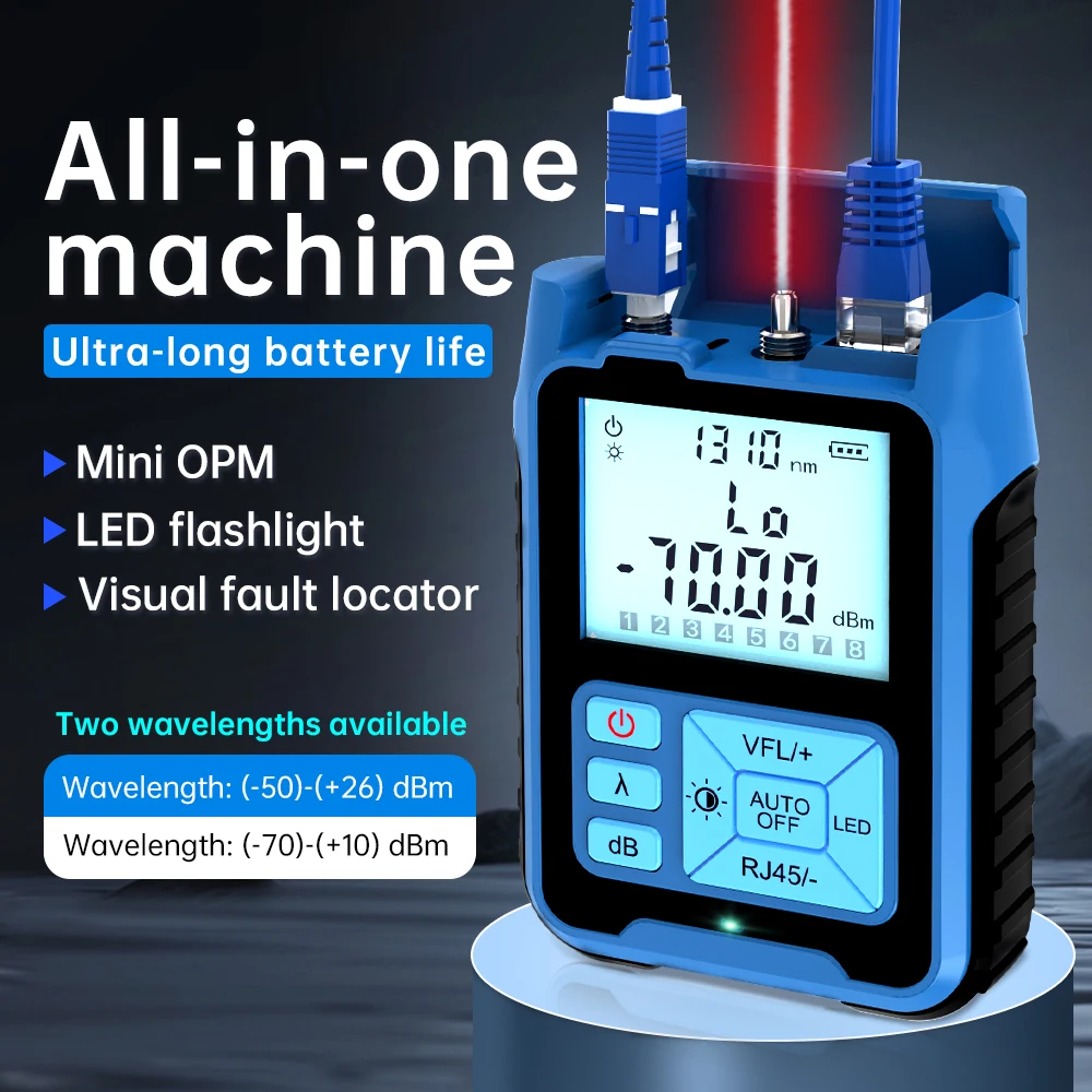 SAIVXIAN todo en uno carga Mini medidor de potencia óptica localizador Visual de fallos Cable de red prueba probador de fibra óptica 10mw 30mw VFL - imagen 2