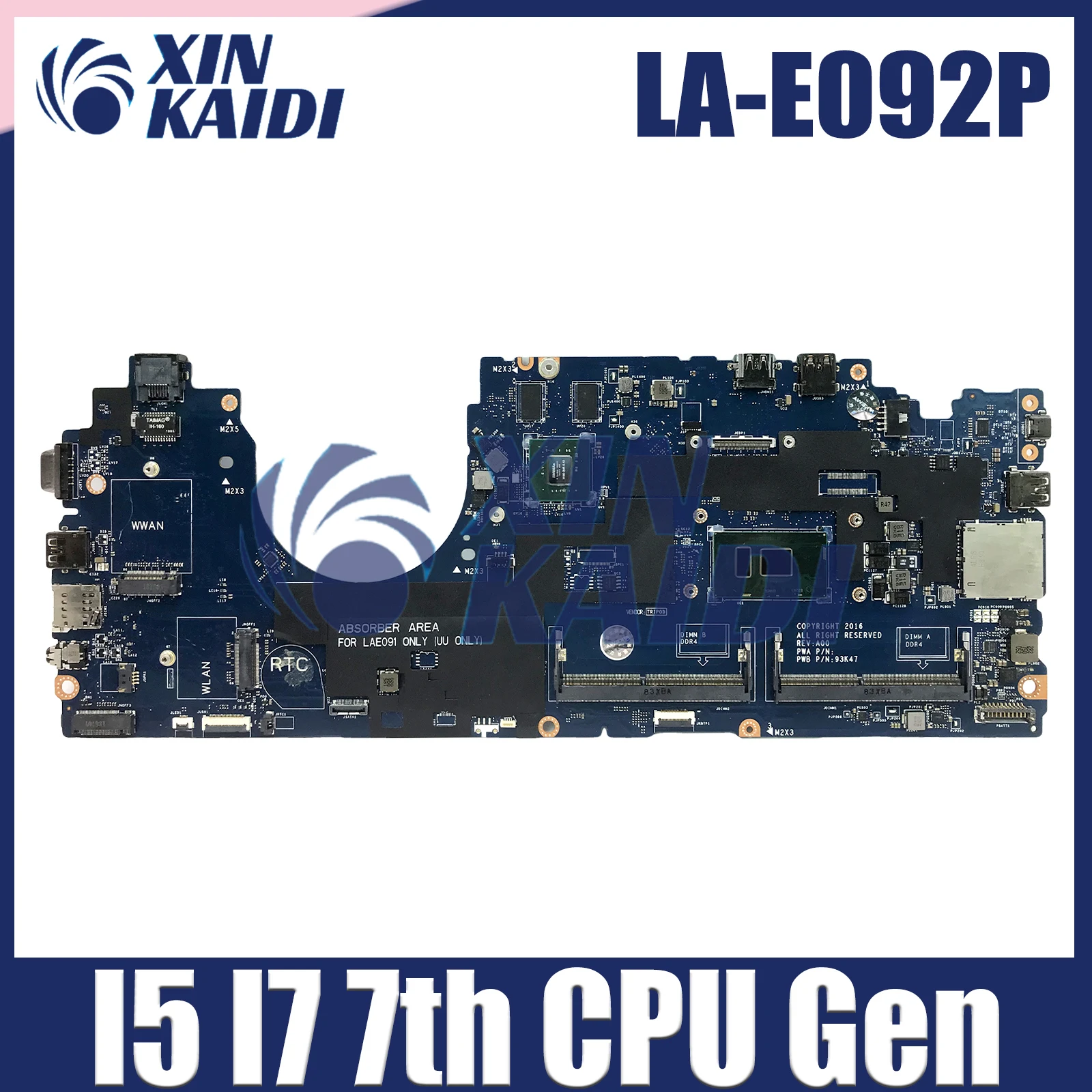 Para la placa base del ordenador portátil Dell Latitude 5580 LA-E092P i5-7300U i7-7600U 930MX 2G 07W357 0309W1 07RD9D placa base del cuaderno probada OK