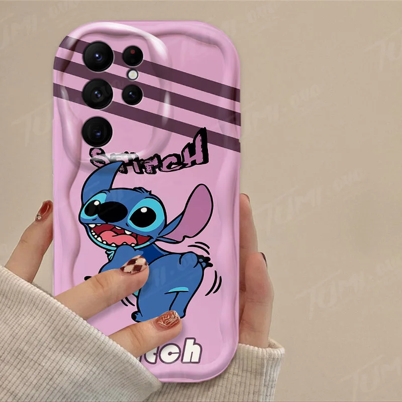 Funda de dibujos animados de Disney Stitch 3D Wave para Samsung Galaxy S24 Ultra S23 S22 Plus S21 S20 FE A25 A55 A35 5G Funda de silicona suave - imagen 4