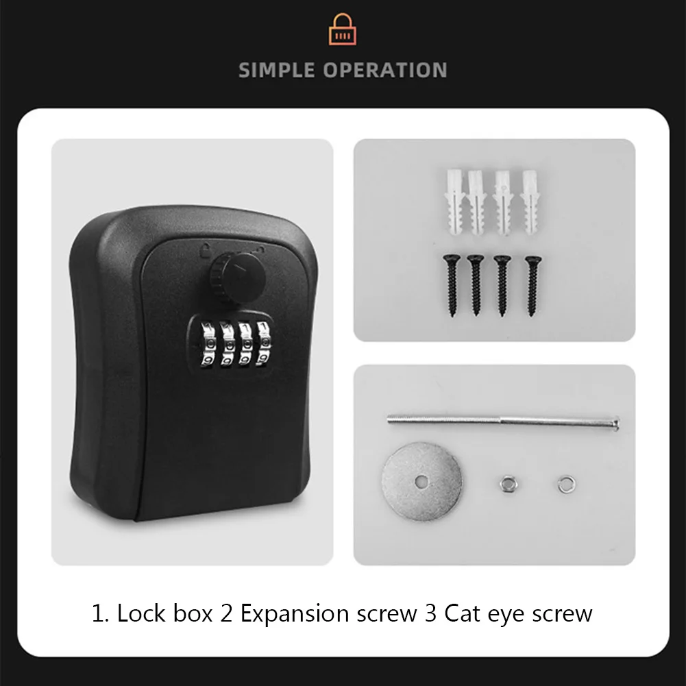 Caja de seguridad con combinación de 4 dígitos, caja de seguridad con código reiniciable montada en la pared, caja de bloqueo de almacenamiento de seguridad segura con llave impermeable - imagen 4