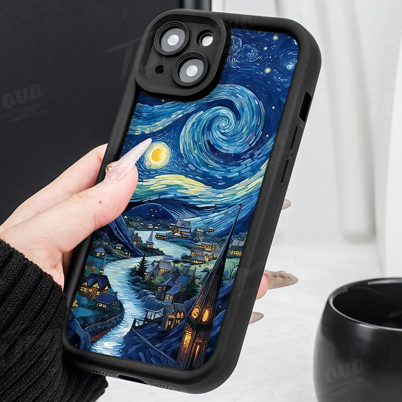 Funda con pintura al óleo de cielo estrellado Van Gogh para Xiaomi Redmi Note 13 12 11 Pro Plus 12S 11S 10S 10 9 9S 8 12C 13C TPU cubierta protectora - imagen 3
