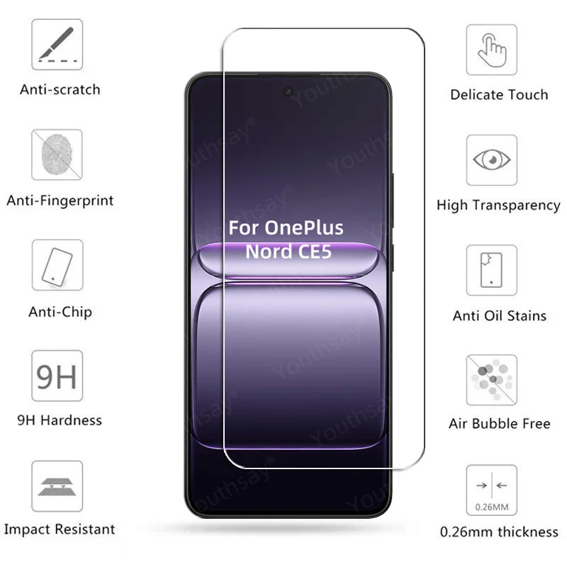 Vidrio totalmente transparente para Oneplus Nord CE5, vidrio templado Oneplus Nord CE5, Protector de pantalla HD, película protectora para teléfono Oneplus Nord CE5 - imagen 3