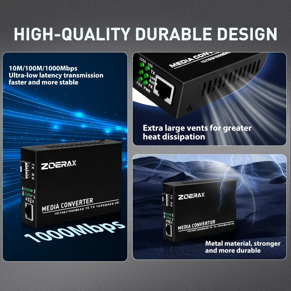 ZoeRax Gigabit SC Módulo transceptor SFP monomodo con fibra a RJ45 Ethernet Convertidor de medios Transceptor de fibra óptica - imagen 5