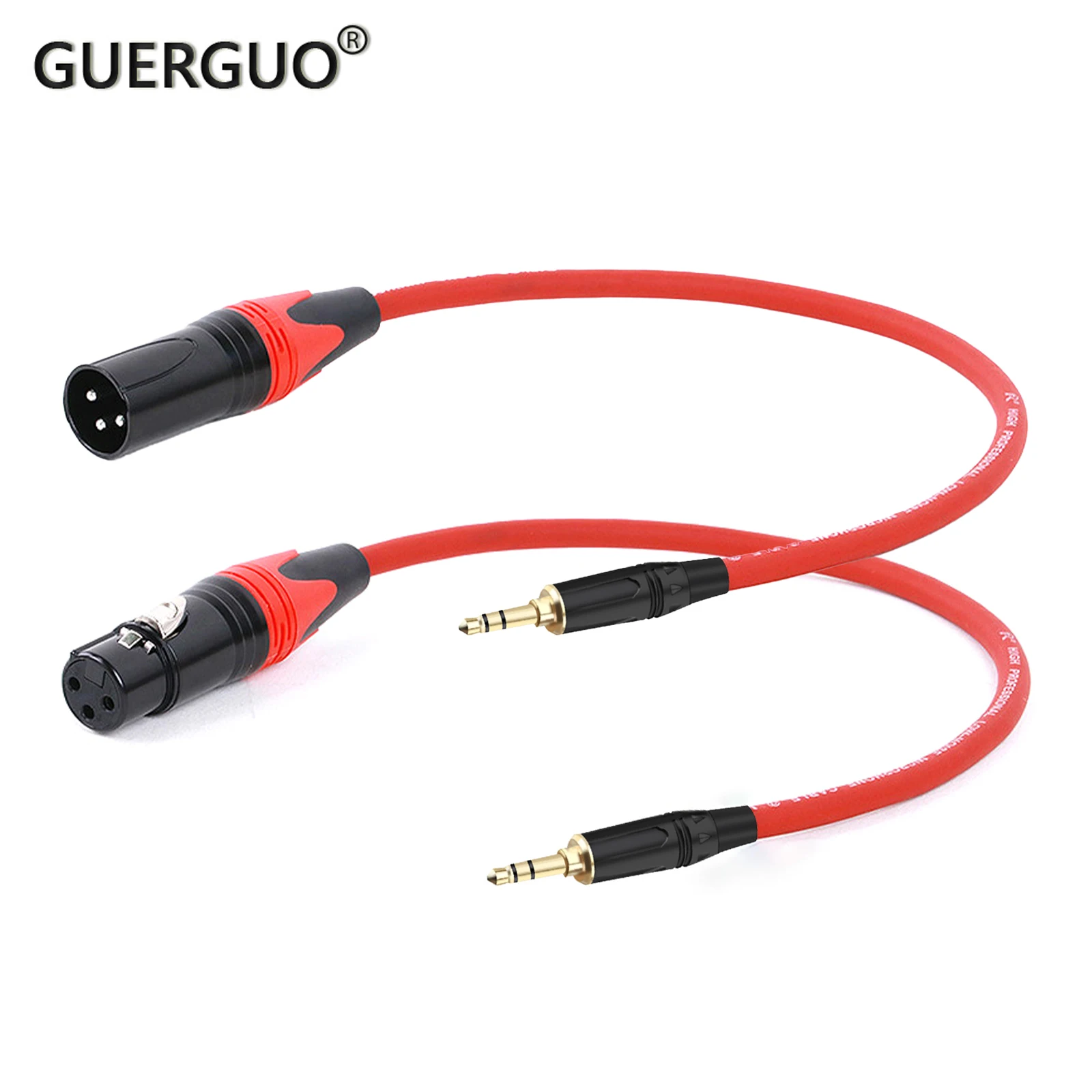 GuerGuo-Cable de Audio de 3,5mm a 3 pines XLR hembra/macho, Mini Jack equilibrado de 1/8 pulgadas, estéreo TRS macho a micrófono XLR, 0,3 M-15M