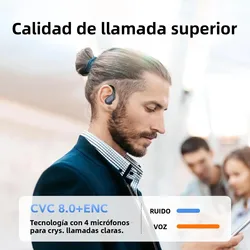 Auriculares Deportivos TWS Bluetooth 5.3 con Micrófono, Reducción de Ruido y HiFi 48H