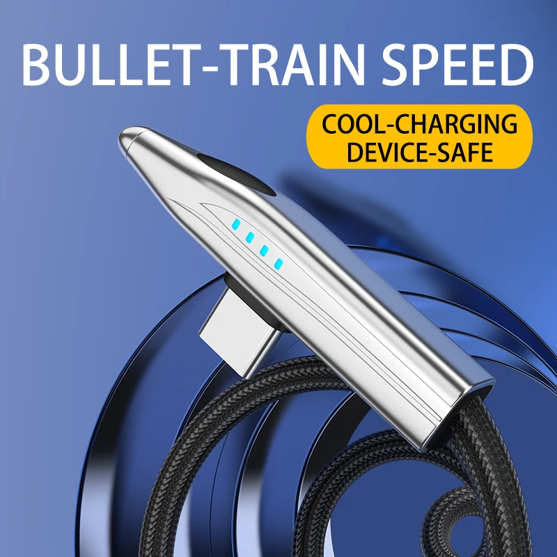 NNBILI 240W Bullet Train Cable USB C de carga rápida codo de 90 grados cargador tipo C para iPhone 16 15 Pro MacBook Max iPad Samsung - imagen 3