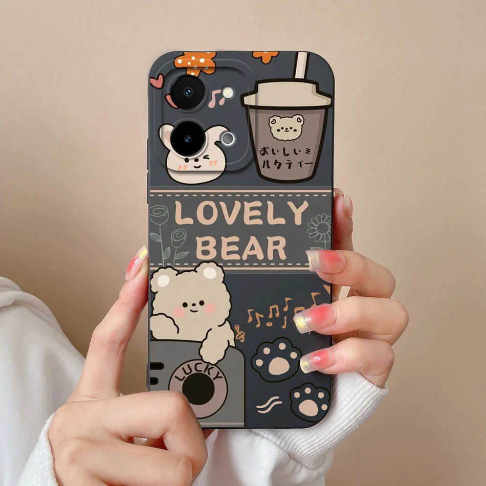 Funda de dibujos animados para Vivo Y28 4G 5G Y28S, Funda de protección completa Anti Choc, Carcasa de teléfono para Vivo Y 28, Funda bonita de silicona líquida suave - imagen 3