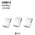 3PCS White USB2.0