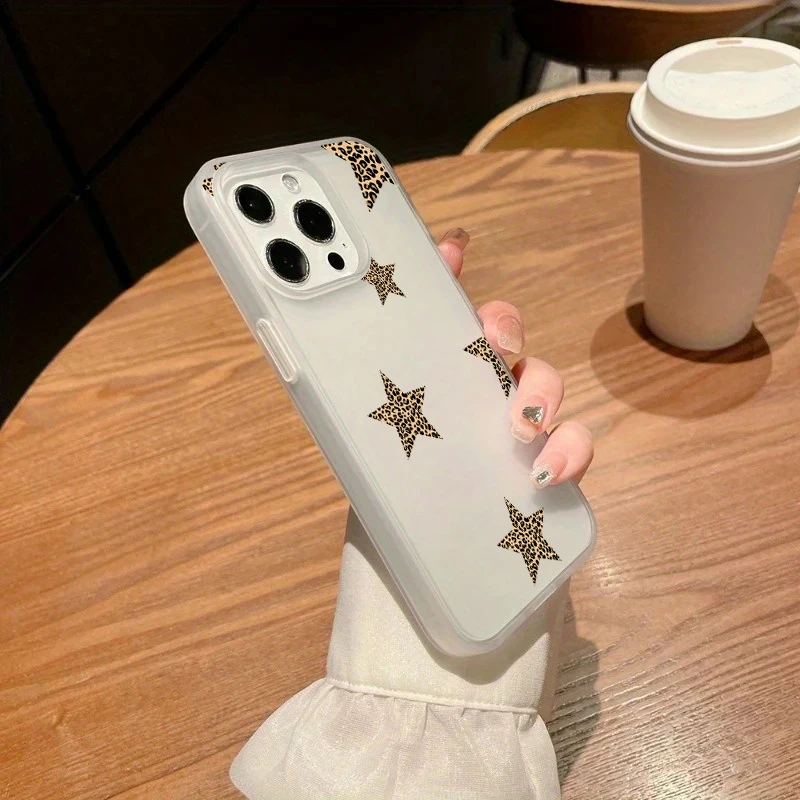 Funda de teléfono esmerilada con estrella de leopardo Simple y elegante para iPhone 17 Pro Max 16 15 14 Plus 13 12 Mini 11 7 8 XS X XR 16E 17Air - imagen 5