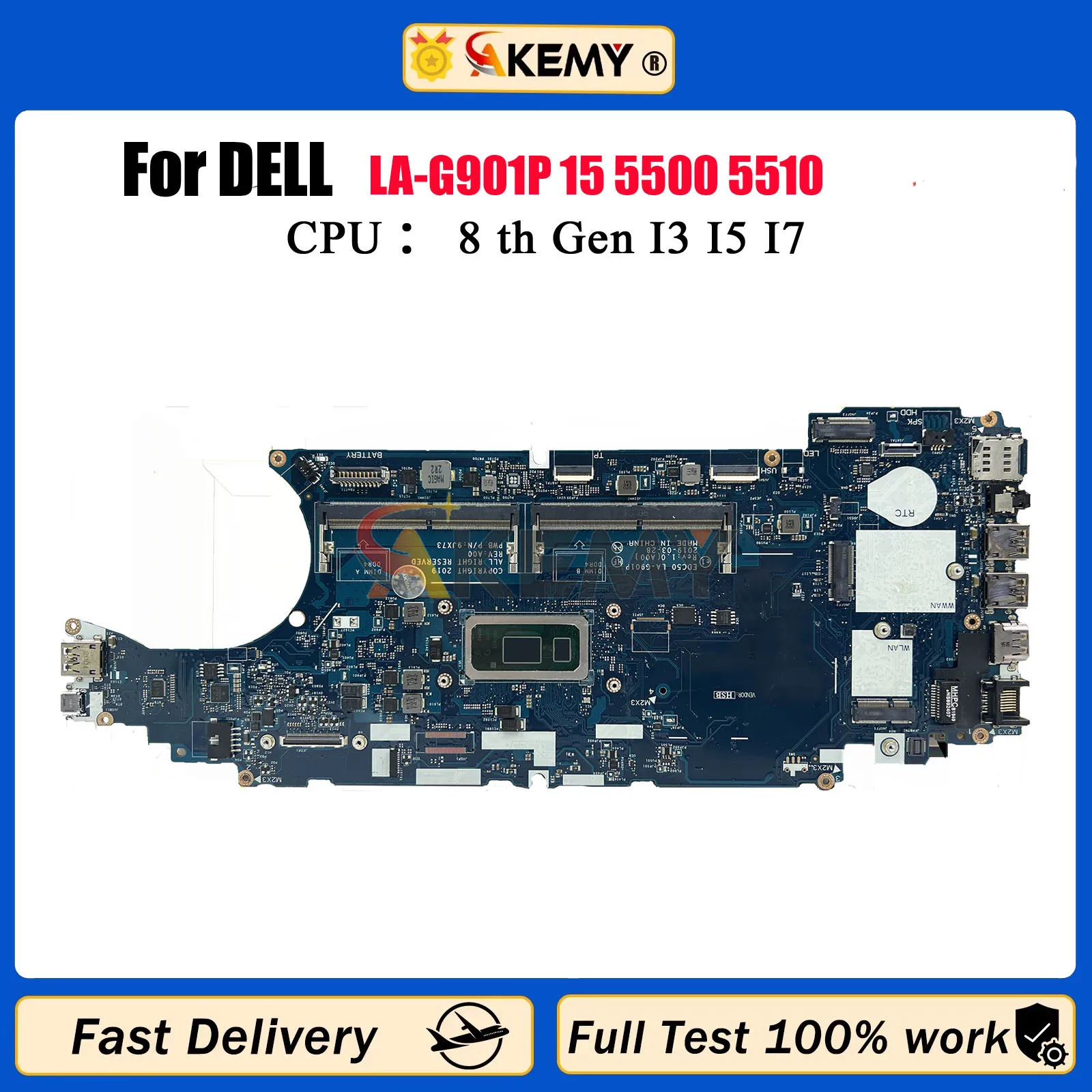 LA-G901P para la placa base del cuaderno DELL Latitude 5500 con i3 i5 i7 CPU EDC50 CN-0J16NW 09T2PH 0TW56W placa base del ordenador portátil probada