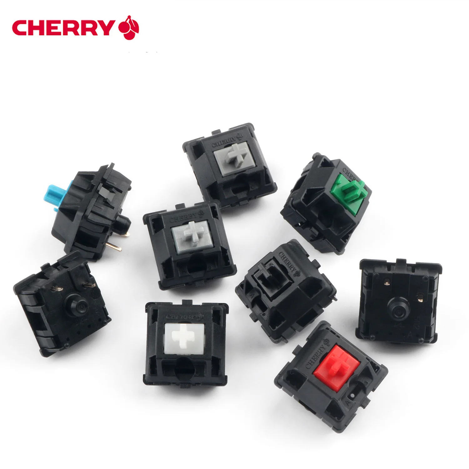 100% interruptor Original Cherry Mx, interruptor de teclado mecánico de 3 pines, interruptores táctiles negros, teclados para juegos, interruptor Compatible