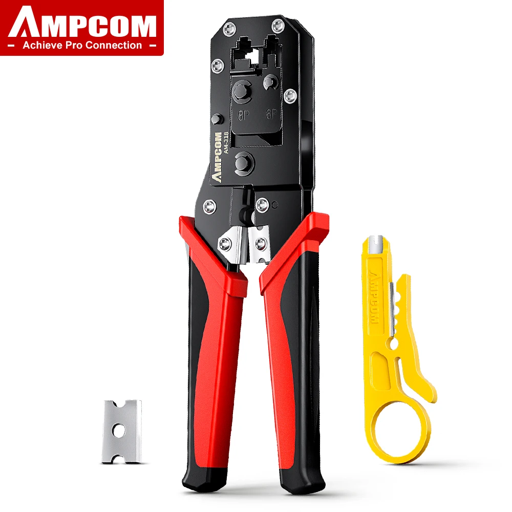 AMPCOM Crimpadora RJ45 – Cortadora Peladora Cables Ethernet