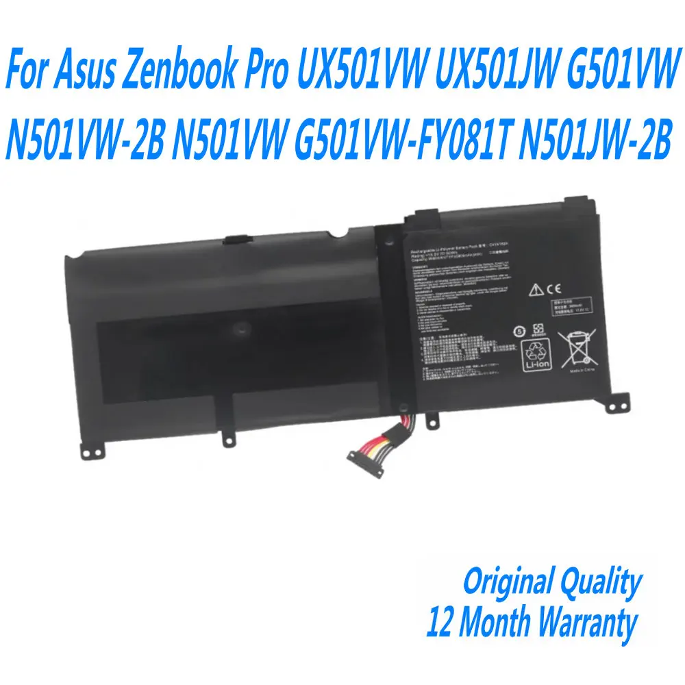 Batería para portátil Asus Zenbook Pro, 15,2 V, 60WH, C41N1524, UX501VW, UX501JW, G501VW, N501VW-2B, N501VW, G501VW-FY081T