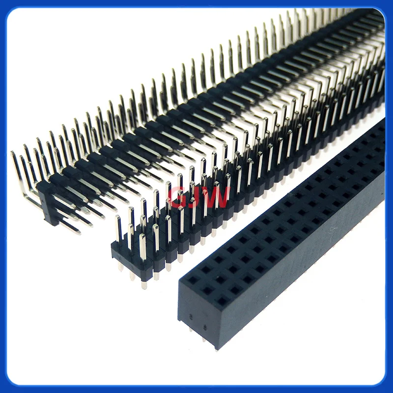 1 Uds 2,54mm 3*40P tres filas macho y hembra 3x40 conector pin PCB separado fila de pines 3x40p pies chapados en oro cabezal doblado de 90 grados