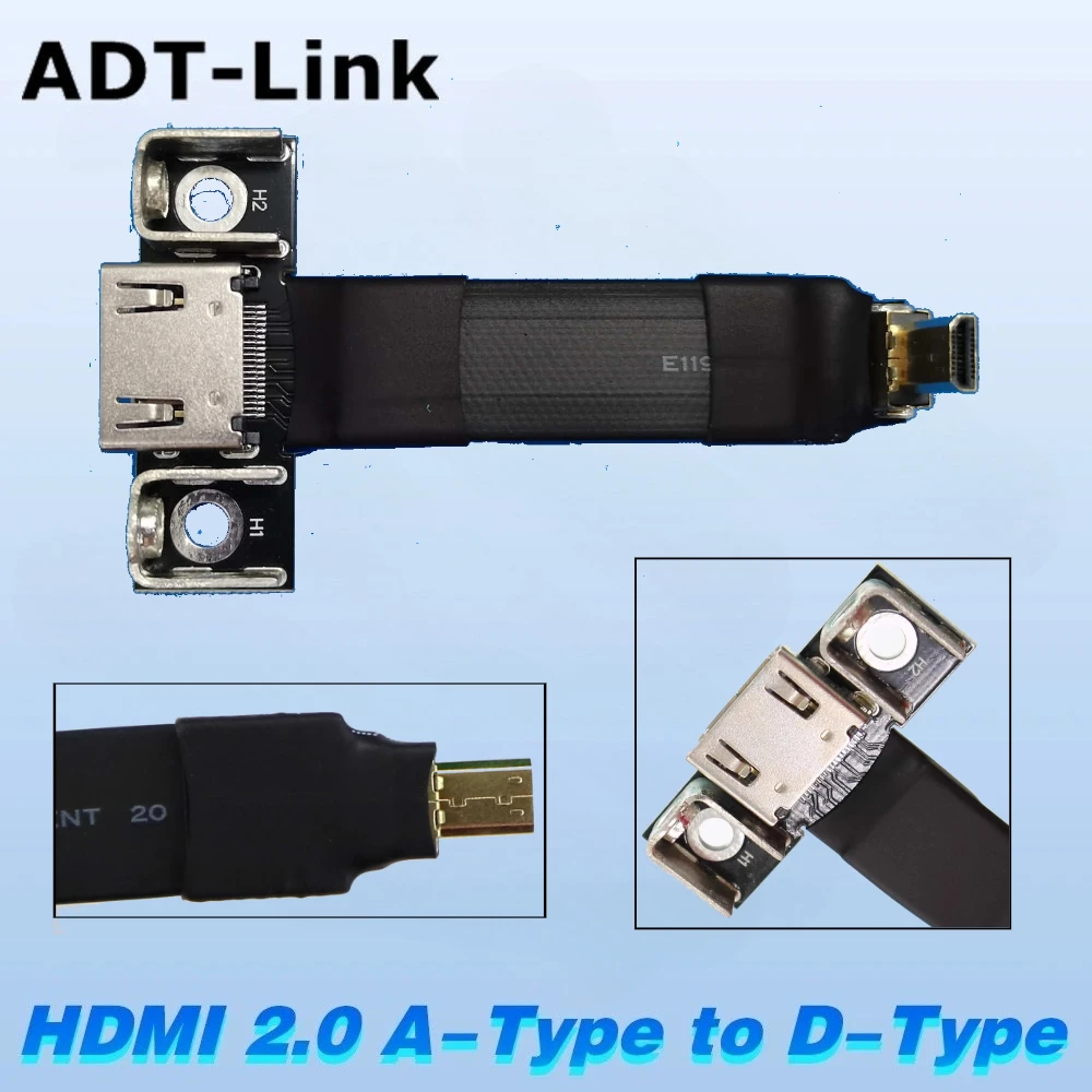 Cable adaptador de extensión estándar ADT HDMI a Micro HDMI para cámara de pantalla plana aérea A a D tipo 4K HDR Cable ultracorto 0,05 m - imagen 2