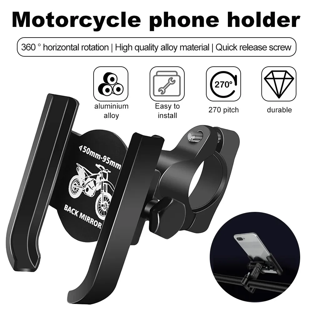 Soporte para teléfono para bicicleta y motocicleta 360 °   Soporte GPS ajustable con rotación, soporte antideslizante a prueba de golpes para todos los teléfonos inteligentes