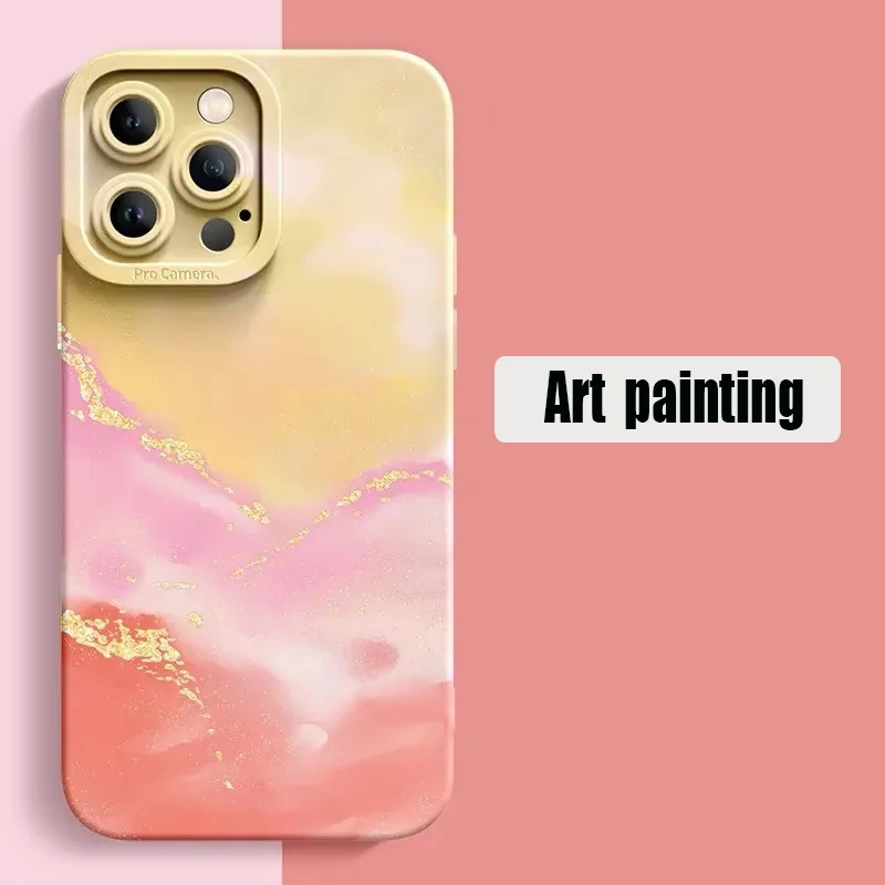 Watercolor Gilding Art Phone Case for iPhone 16 15 14 13 12 11 Pro Max Mini X XR XS MAX SE 2020 8 7 15 Plus SE 2022 Soft Cover - imagen 3