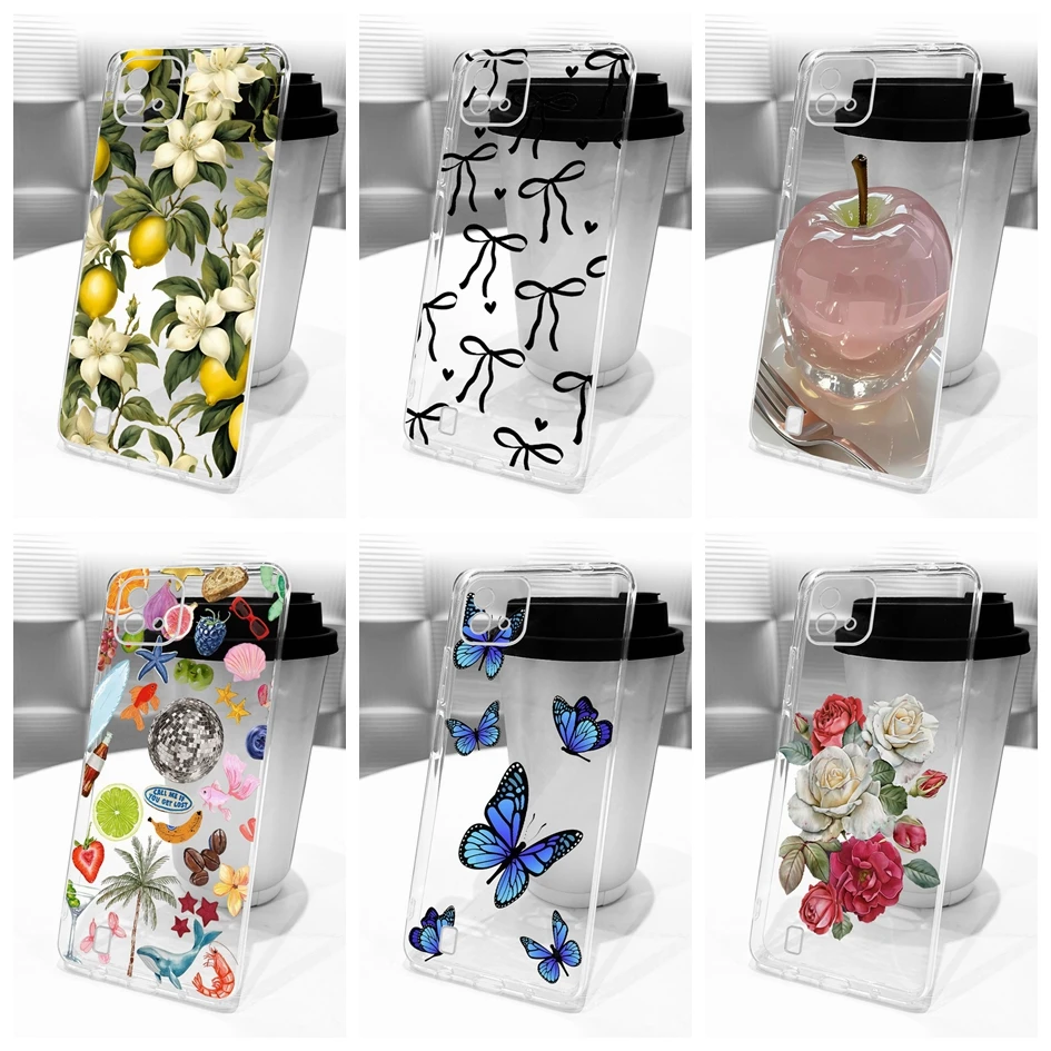 Para Realme C11 2021 funda RMX2185 silicona transparente moda pintada suave TPU funda trasera de teléfono para Realme C11 C20 C20A C 11 bolsa