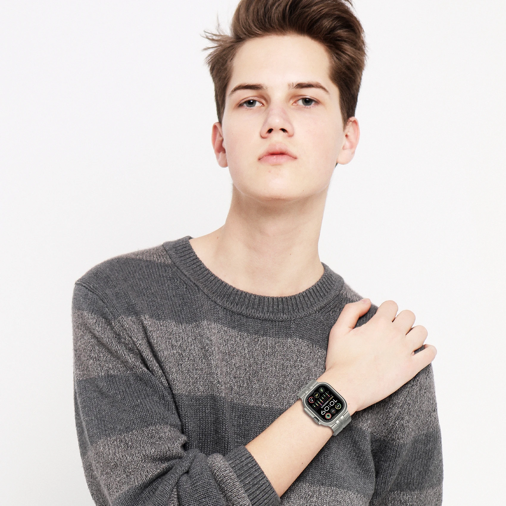 LULULOOK correa de reloj de titanio para Apple Watch Ultra 3/2/Ultra, banda de Metal de titanio de grado 2, 49mm para iWatch Ultra Color titanio - imagen 5