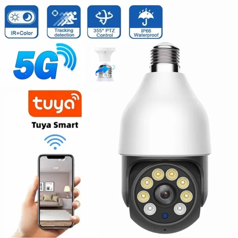 5G 3MP WiFi Smart Life PTZ bombilla cámara IP de seguridad soporte impermeable Color visión nocturna interfaz inalámbrica de seguridad E27 - imagen 2