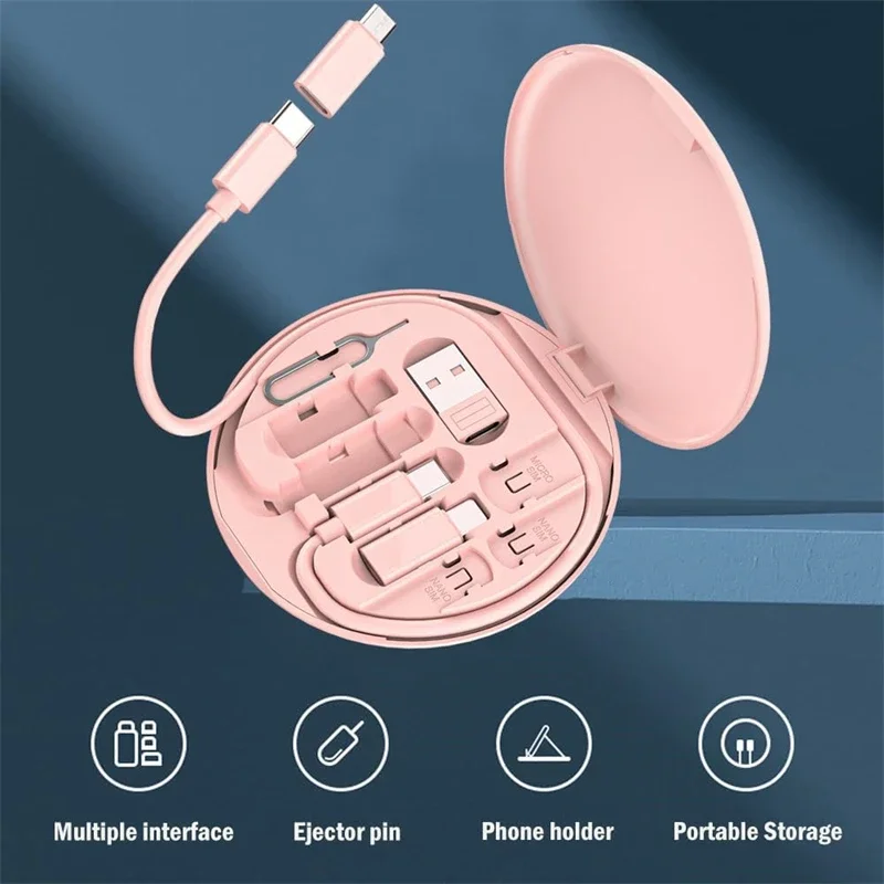 60W Multi tipo C a USB C a Micro USB a iluminación Kit adaptador de carga rápida para IPhone 16 14 15 Pro OTG caja de almacenamiento del convertidor - imagen 5