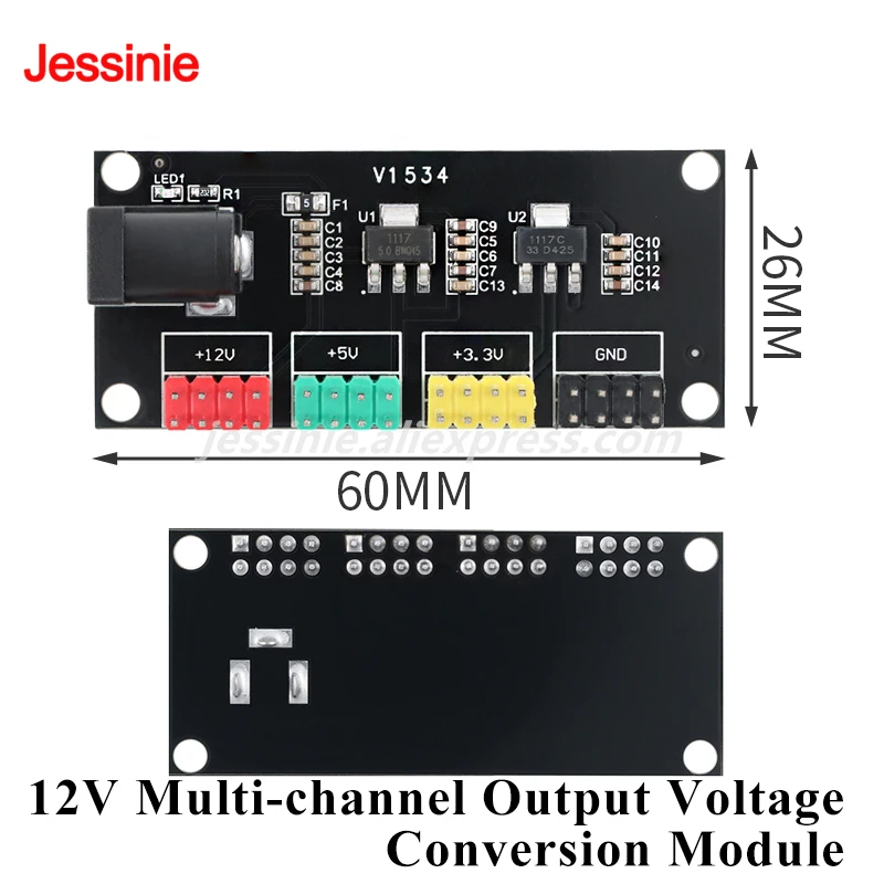 10 uds/1 unidad DC-DC 12V a 3,3 V 5V 12V módulo de conversión de voltaje de salida multicanal Placa de módulo de alimentación
