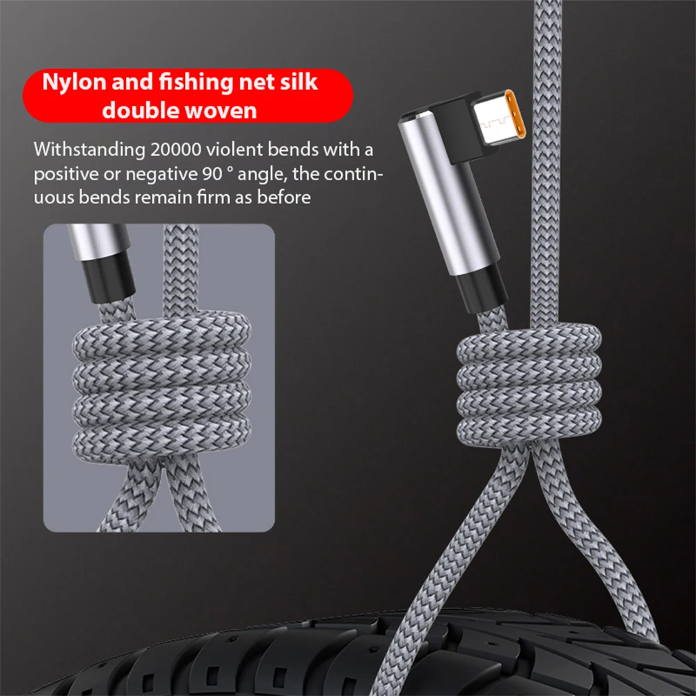 Cable de datos de carga rápida tipo codo USB C 6A, Cable de carga extensible para teléfono de 1/1, 5/2/3m/5m para iPhone, Samsung, Huawei, Xiaomi, OnePlus - imagen 4