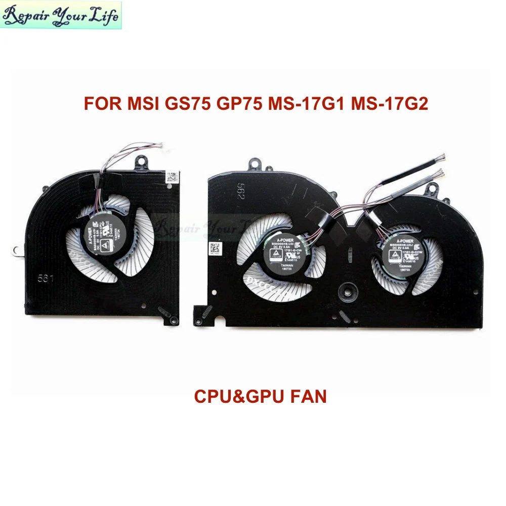 Ventiladores de refrigeración para PC portátil BS5005HS-U3I U3J para MSI GS75 GP75 WS75 MS-17G1 MS-17G2 ventilador enfriador de CPU GPU para ordenador portátil para videojuegos nuevo