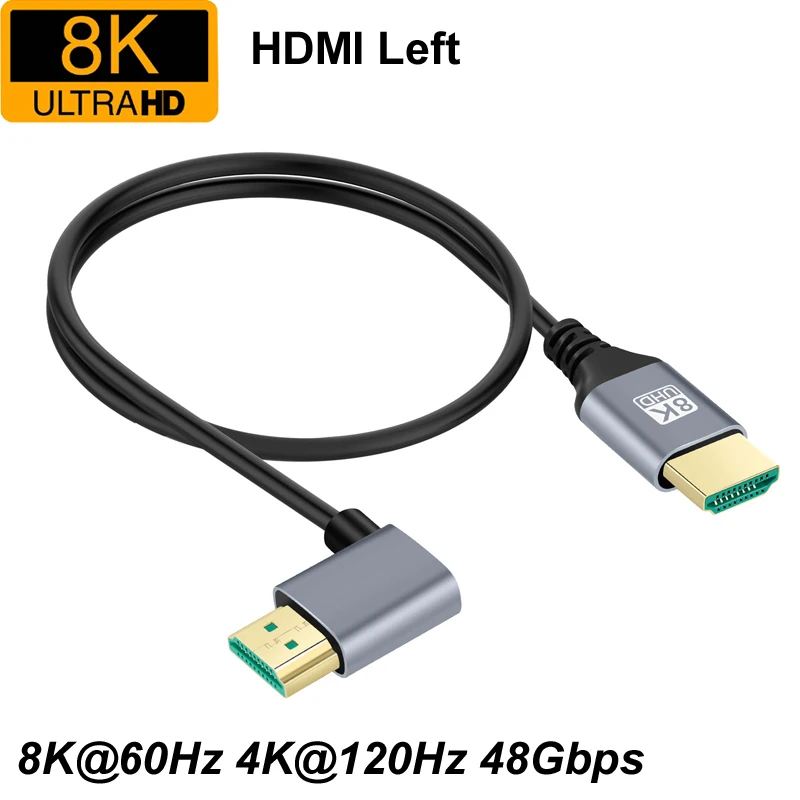0,5 M Nylon HD 8K @ 60Hz 4K @ 120Hz 48Gbps Ultra HDR V2.1 1080P HDMI macho arriba/izquierda/derecha/abajo Cable de extensión para HDTV PS4 Switch para - imagen 3