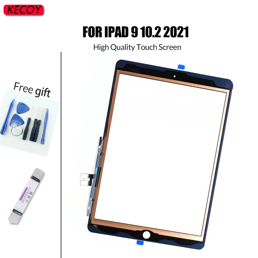 1 Uds para ipad 9 9th 10,2 "2021 pantalla táctil frontal digitalizador Sensor de cristal pantalla de repuesto A2602 A2603 A2604 A2605 pantalla táctil