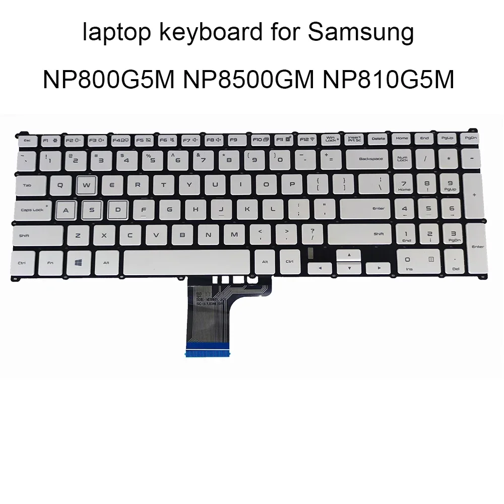 Teclado inglés para ordenador portátil Samsung NP800G5M 800G5M 8500GM 810G5M NP800 BA59-04248A teclados blancos 9Z.NARSN.D01 NSK-MSDSN