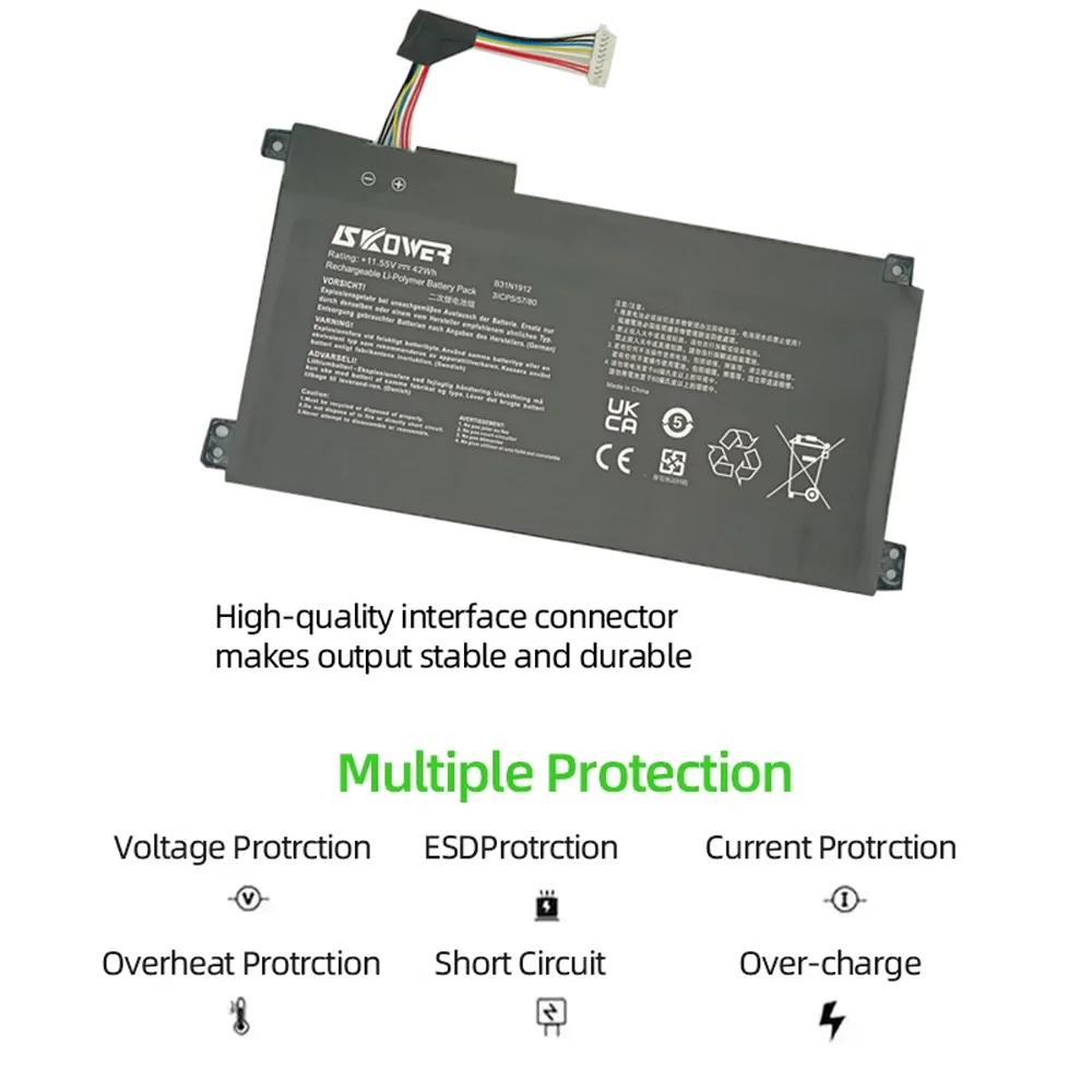 SKOWER B31N1912 batería del ordenador portátil para For Asus VivoBook 14 E410MA L410MA E410KA-EK139TS E510KA F414MA L510MA R522MA E510MA C31N1912 - imagen 4