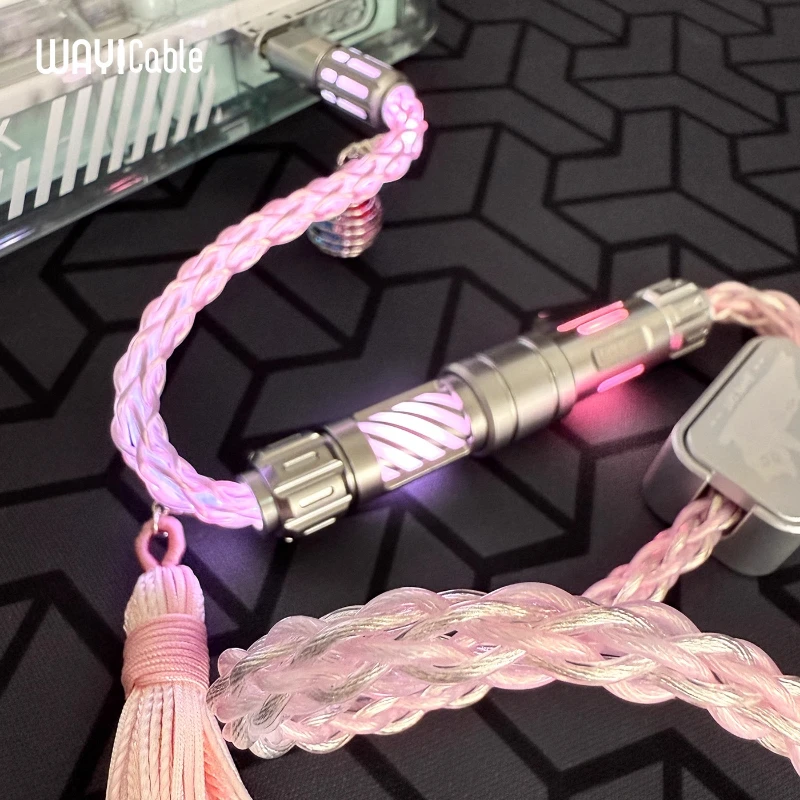 WAYi-cable de enchufe de aviación de cobre y cristal único, mecánico Sakura 8K, informes, e-sports, interruptor magnético, Cable de teclado, Control magnético - imagen 2